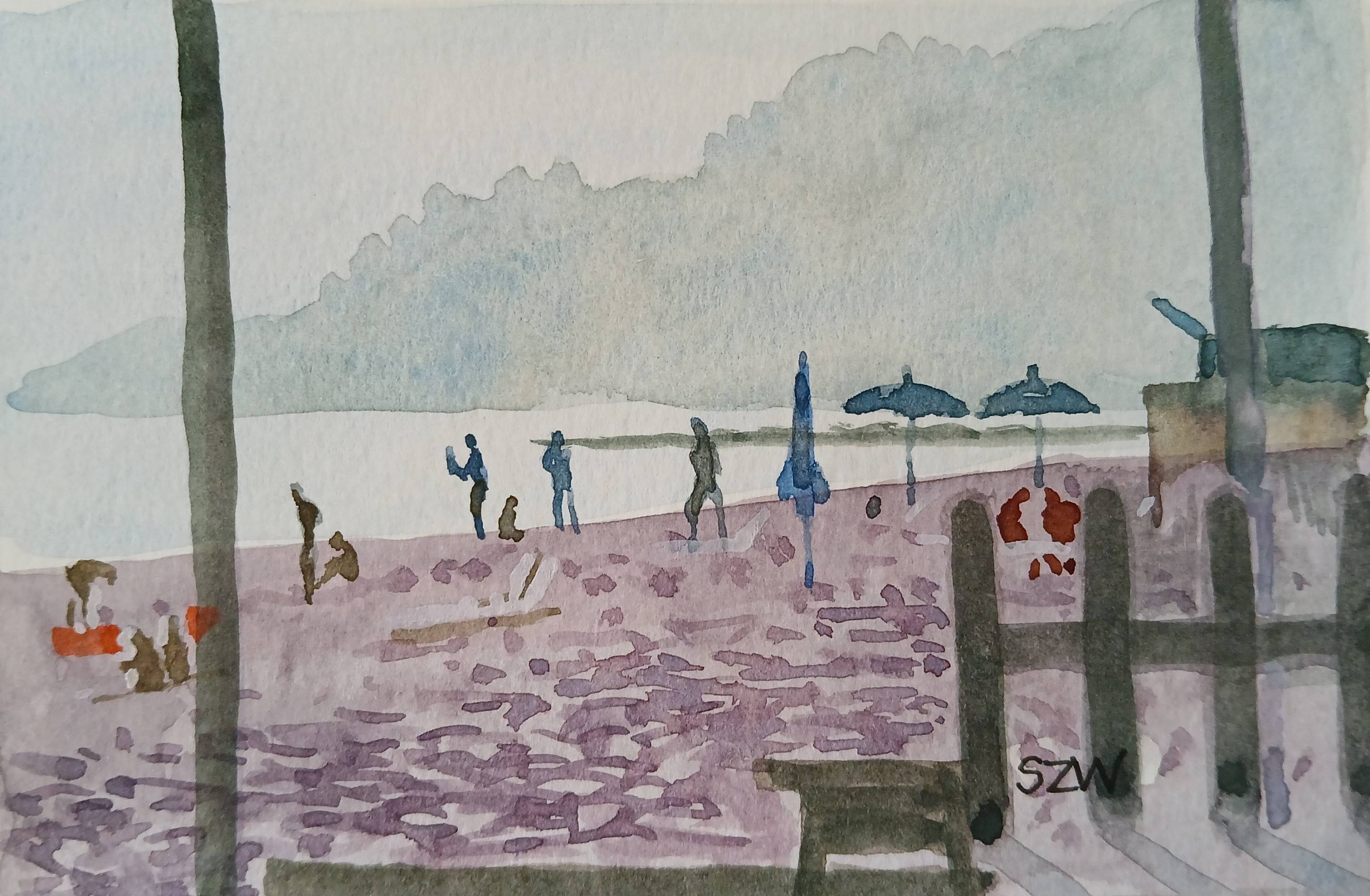 Beach, Vallecrosia, - Sarah Wimperis
