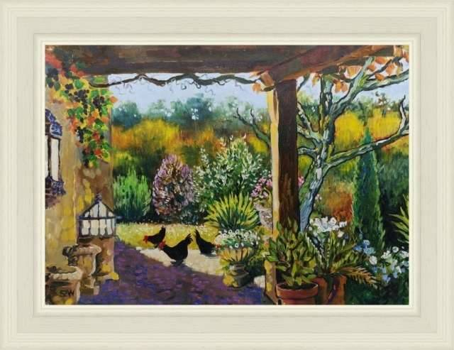 Chickens in a French Garden - Sarah Wimperis