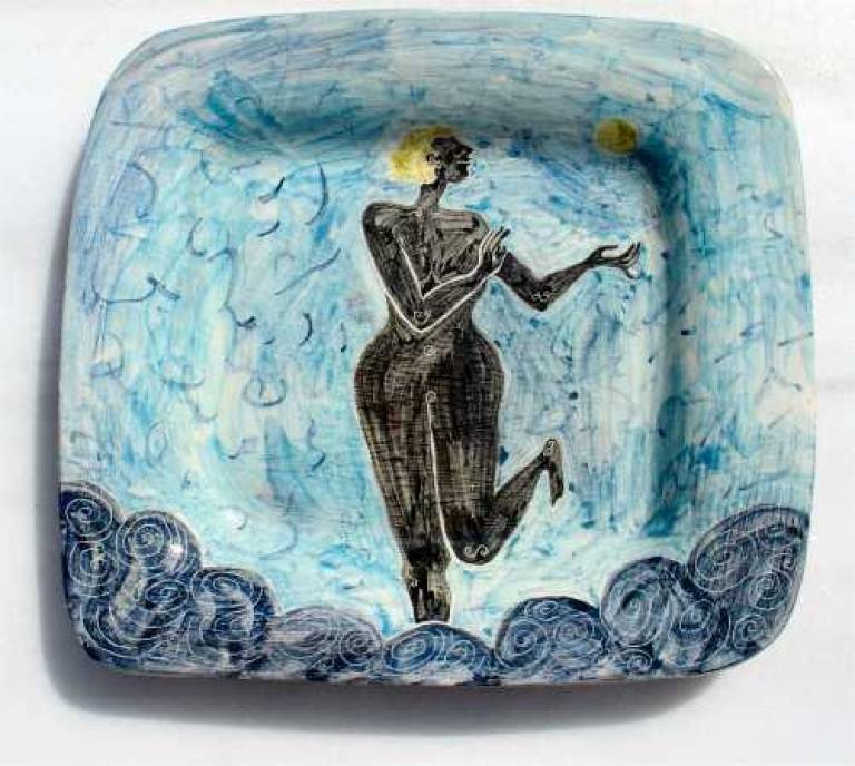 Plate with woman in sea - Morag MacInnes