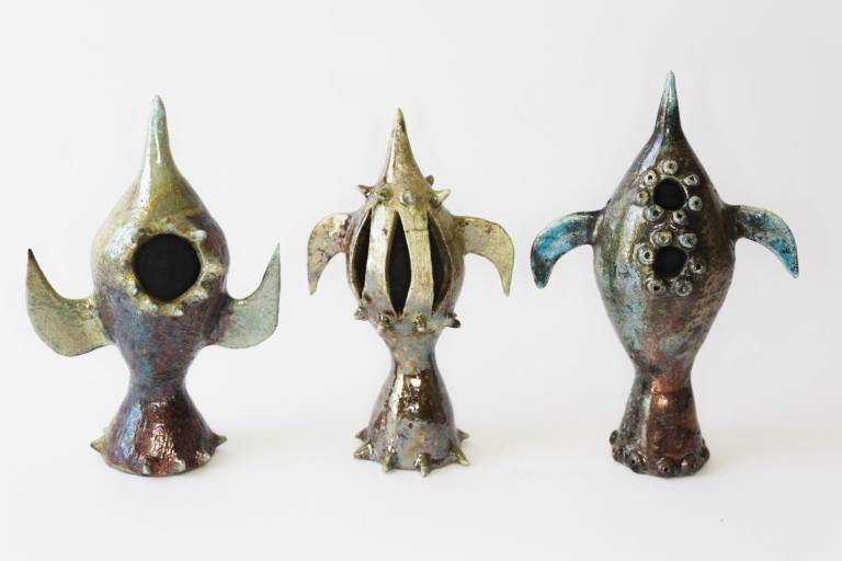 Gaudy Group of Raku Sky Rockets - Morag MacInnes