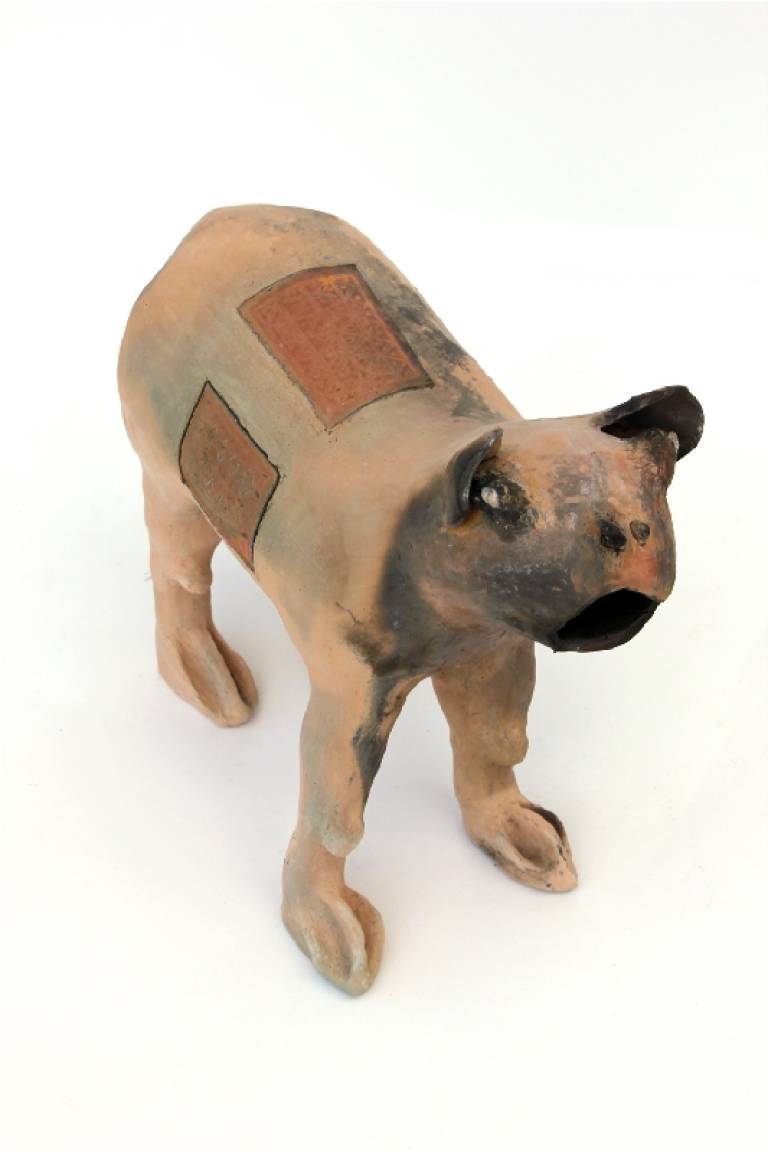 Long Legged Ochre Desert Dog with blanket - toothless - Morag MacInnes