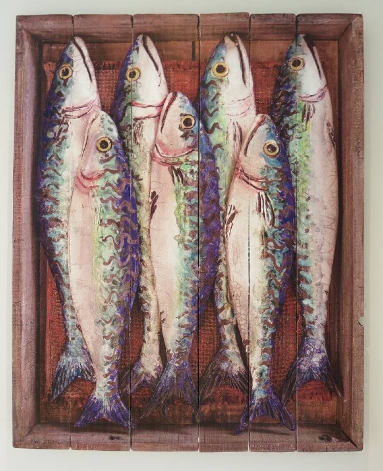 Wood Panel - Cornish Mackerel II DTW02 - Diana Tonnison