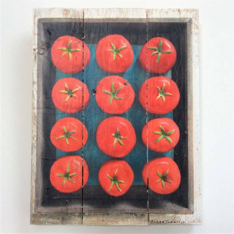 Wood Panel - Dozen Beef Tomatoes DTW20 - Diana Tonnison