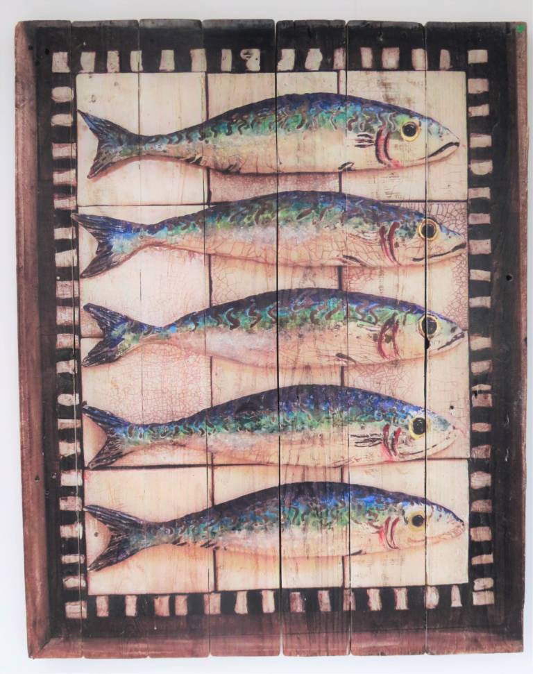 wood Panel Print - Five Mackerel II DTW11 - Diana Tonnison