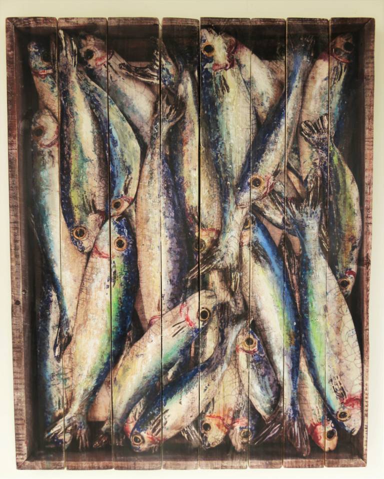 Wood Panel - Mediterranean Sardines II DTW04 - Diana Tonnison
