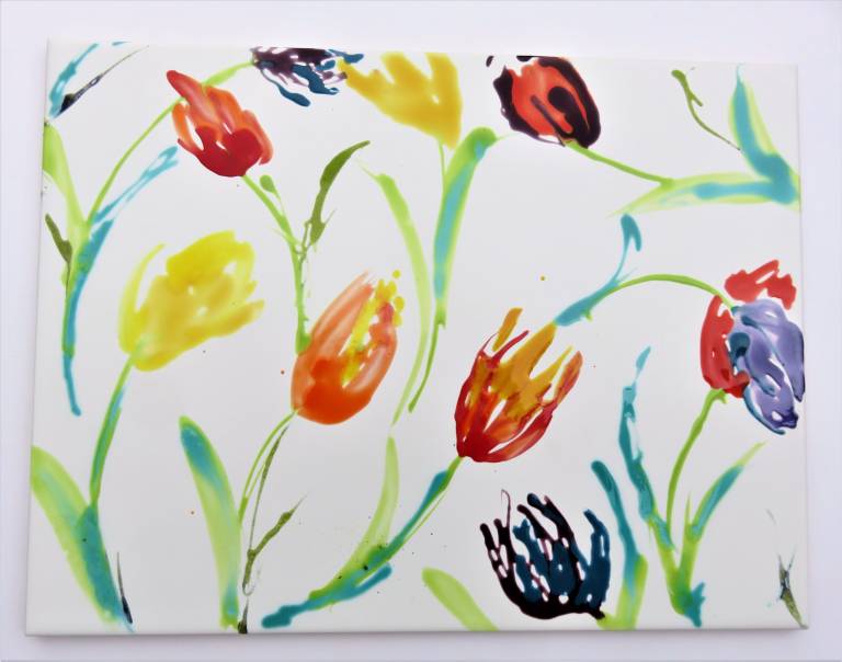 Tulips hand painted tile - Diana Tonnison
