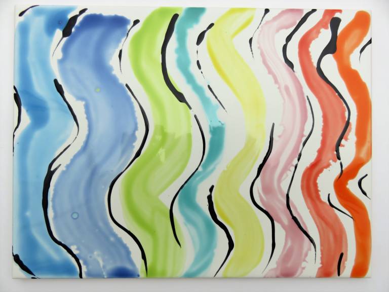 Wavy ripples hand painted tile - Diana Tonnison