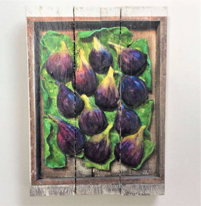 Hand Embellished Wood Panel Print - Figs Ed.25/30 DTW18 - Diana Tonnison