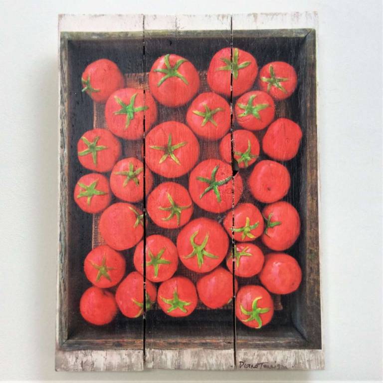 Hand Embellished Wood Panel Print - Tomatoes Ed.16/30 DTW15 - Diana Tonnison