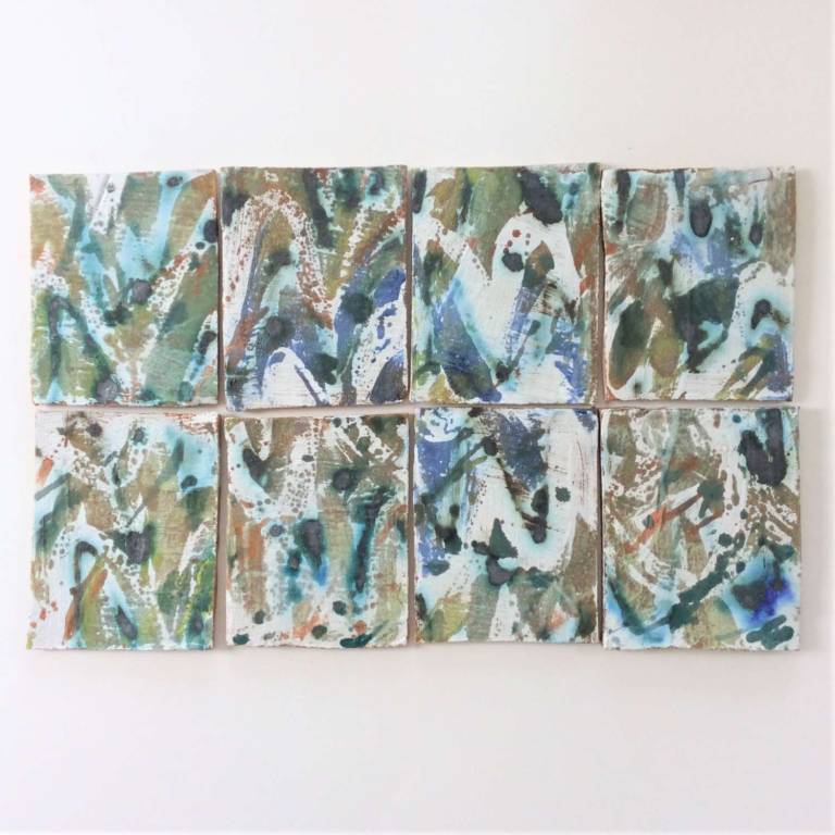 8 Handmade tiles Abstract Painterly  panel #14 100 x 125 x 6mm each - Diana Tonnison