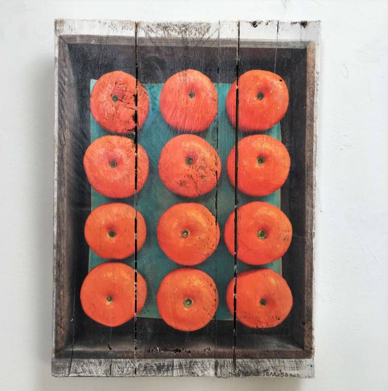 Hand Embellished Wood Panel Print - Clementines Ed.5/30 DTW22 - Diana Tonnison