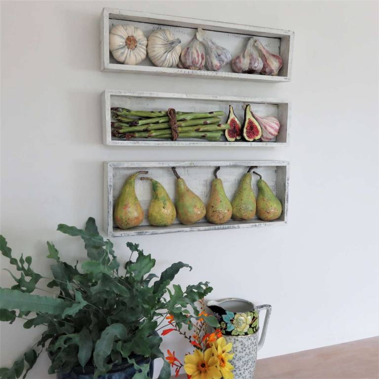 The Pantry - Three boxes - Garlic, Asparagus/Figs/Garlic and Conference Pears - Diana Tonnison