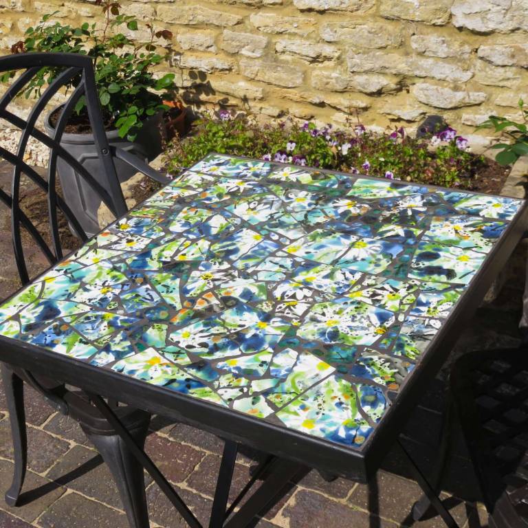 Ox Eye Daisies,  Mosaic tabletop - Diana Tonnison