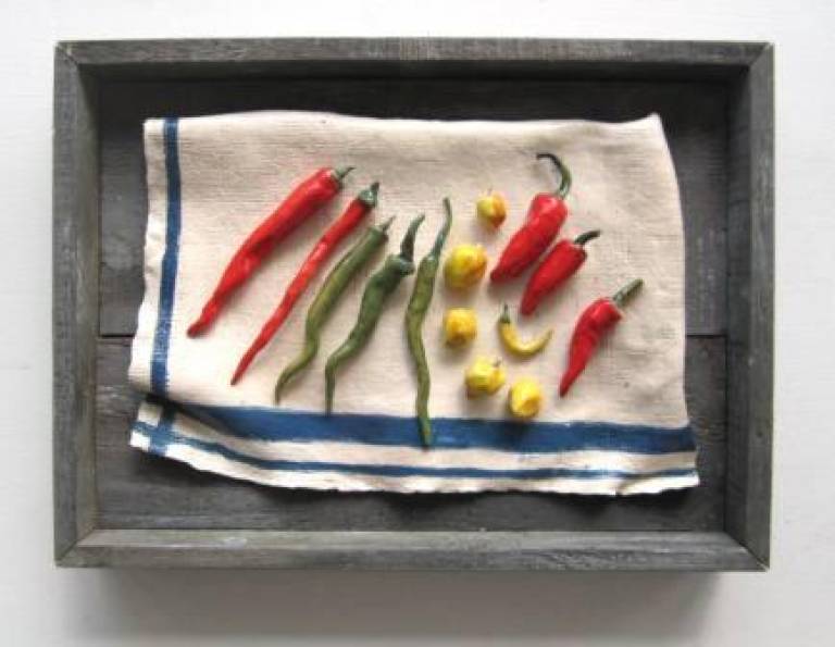 Chillies on a teatowel - Diana Tonnison