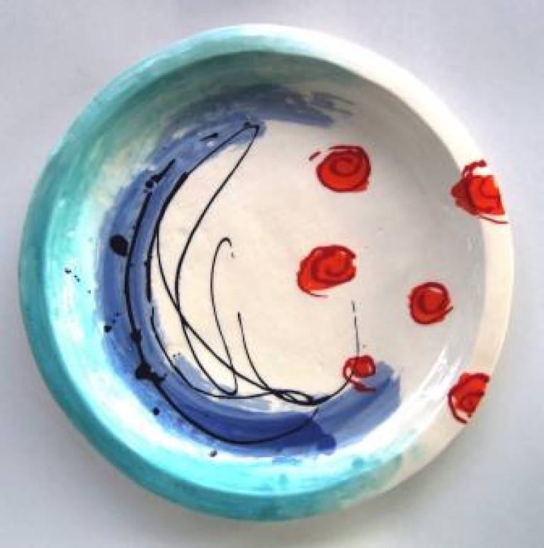Round Shallow platter 32cms Abstract design - Diana Tonnison