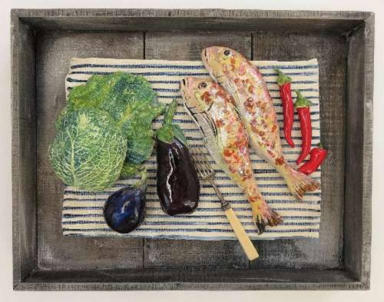 Two Red Mullets and Aubergine - Diana Tonnison