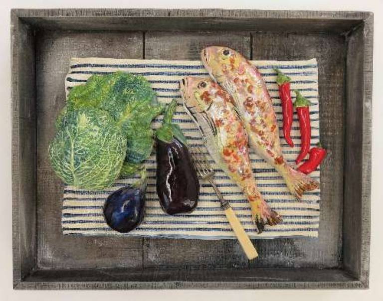 Two Red Mullets and Aubergine - Diana Tonnison