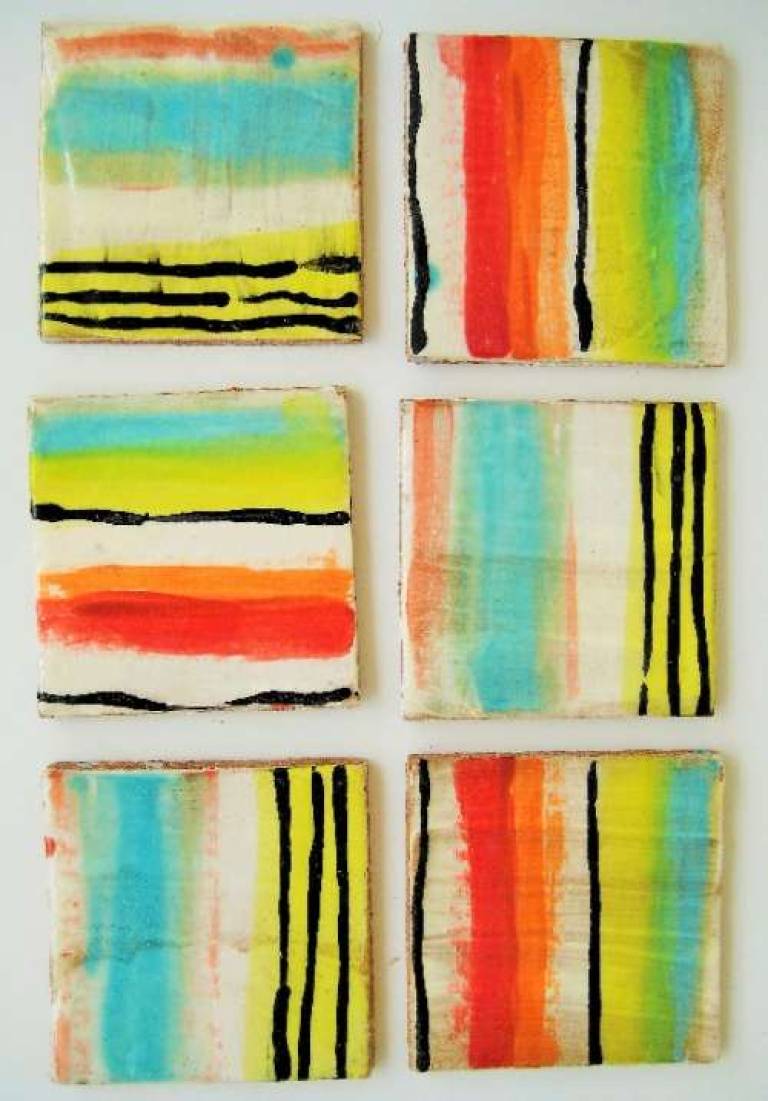 Handmade Bright striped tiles #4 - Diana Tonnison