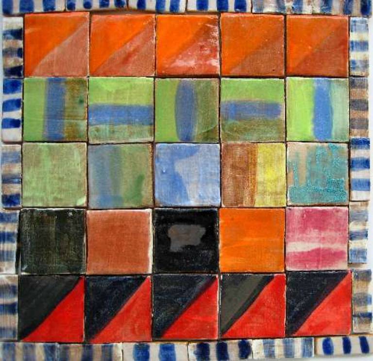 Handmade tiles with striped border edge #7 - Diana Tonnison