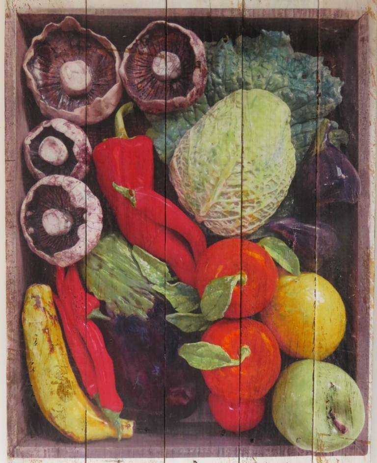 Wood panel  - Mixed Fruit and Veg box I DTW24 - Diana Tonnison