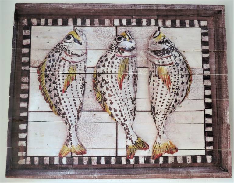 Wood panel - Three Yellowfin Seabream DTW12 - Diana Tonnison