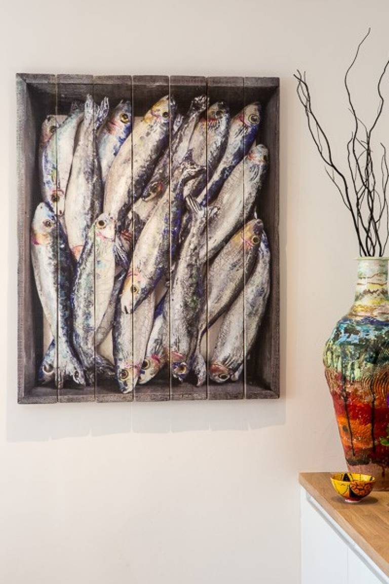 DTW03  Wood Panel print - Mediterranean Sardines I - Diana Tonnison