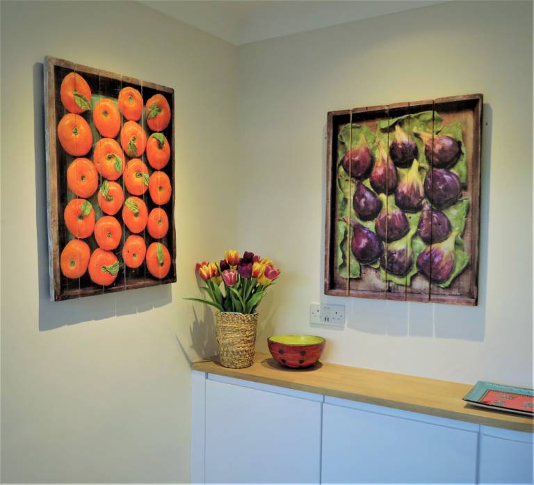 Wood Panel Prints - Satsumas and Figs (medium size) - Diana Tonnison