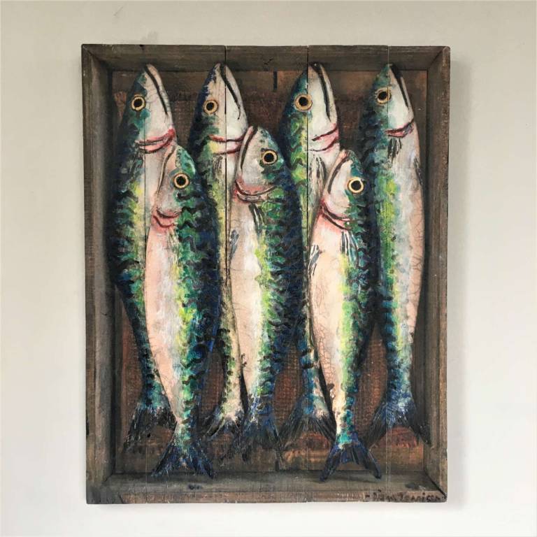Wood Panel - Cornish Mackerel II DTW02 - Diana Tonnison