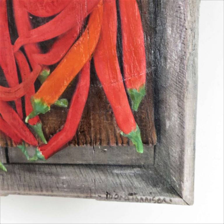Wood Panel Chillies DTW19 - Diana Tonnison