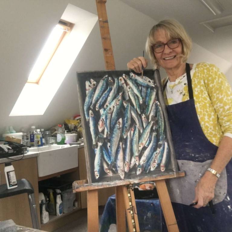 Wood Panel Fish Market - Whitebait I DTW07 - Diana Tonnison