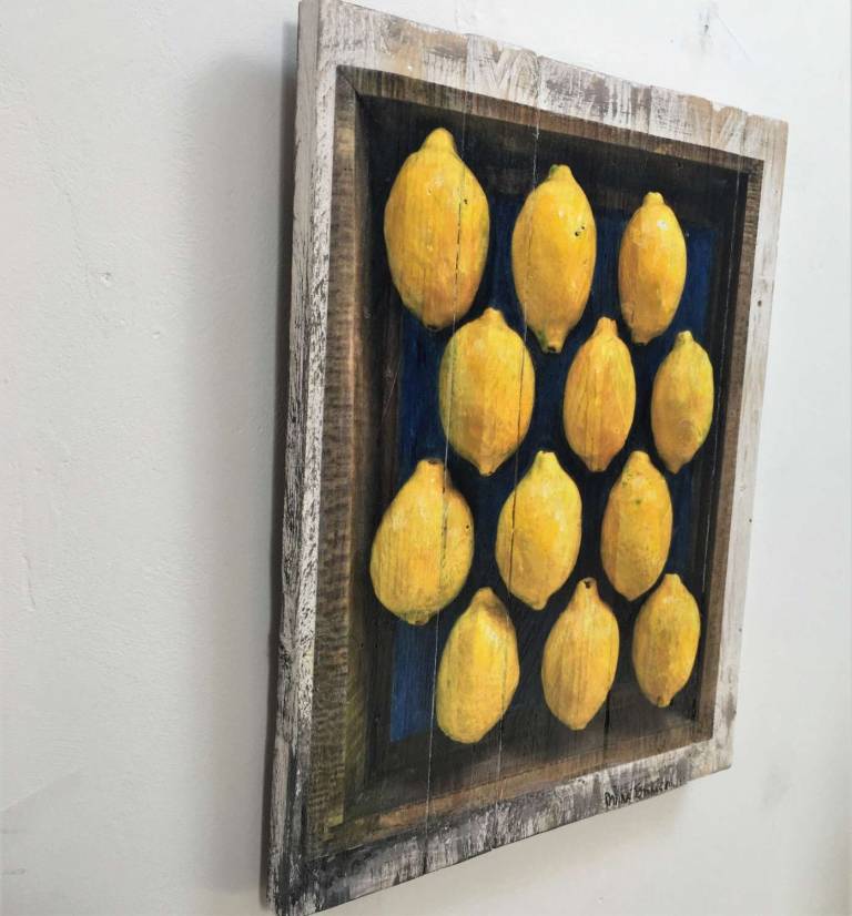 Hand Embellished Wood Panel Print - Lemons  Ed.30/30 DTW16 - Diana Tonnison