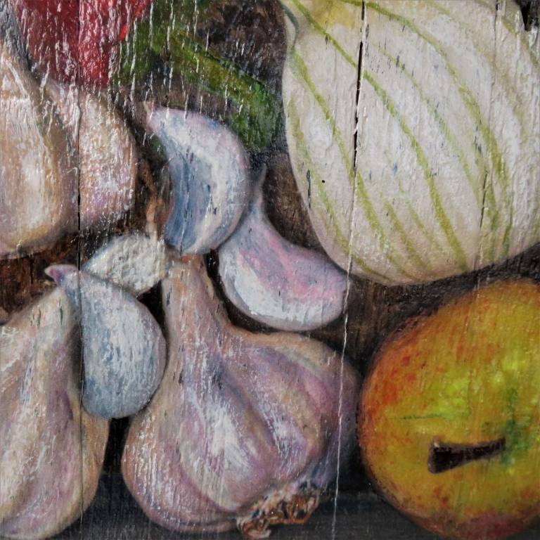 Wood Panel -Mixed fruit and Veg Box II DTW34 - Diana Tonnison