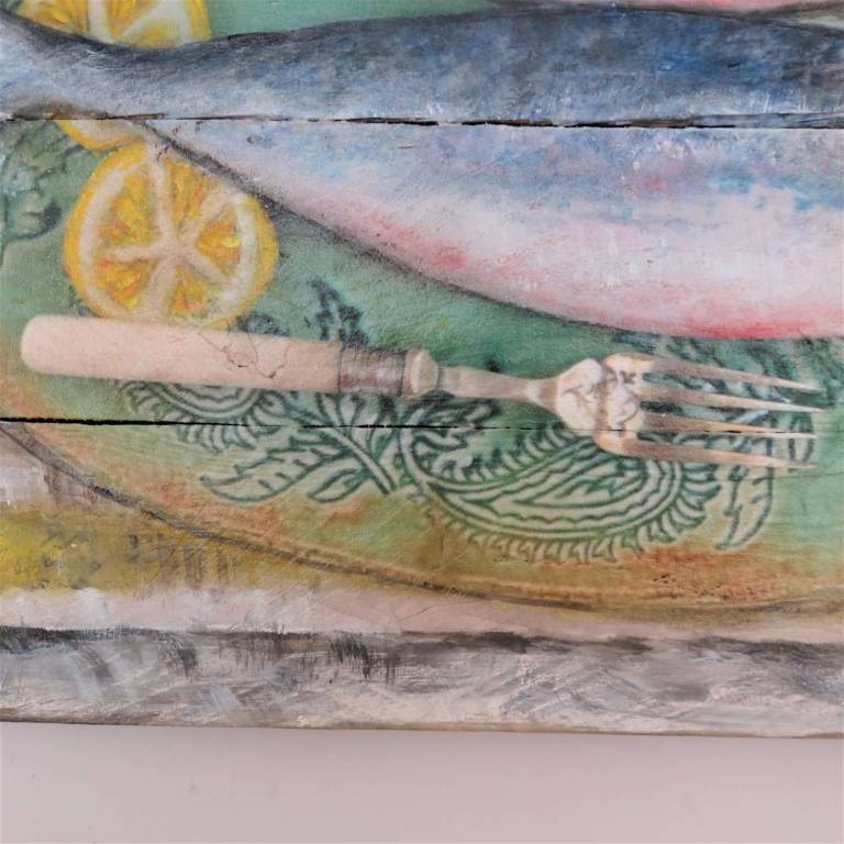 Wood Panel - Two Herrings and Lemon DTW29 - Diana Tonnison