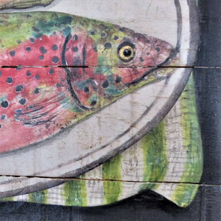 Wood Panel - Two Trout DTW27 - Diana Tonnison