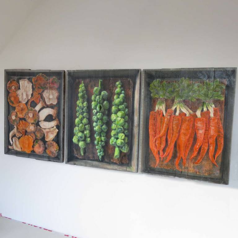 Three Autumn theme Wood panels - Diana Tonnison