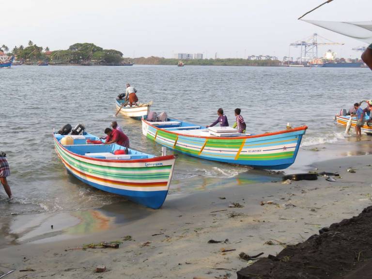 Keralan Fishing Boats, Cochin. Mosaic tabletop - Diana Tonnison