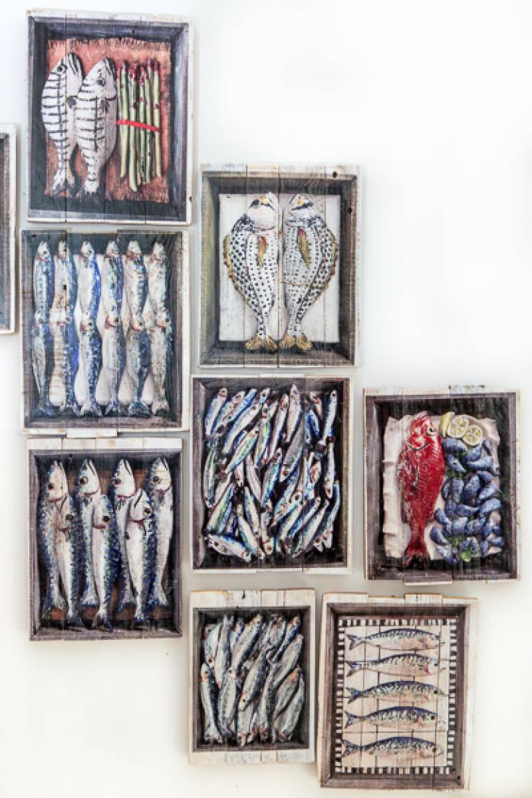 Wood Panel  - Mediterranean Sardines I DTW03 - Diana Tonnison