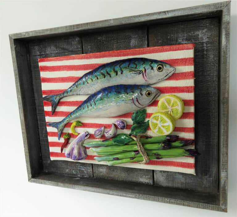 Two Mackerel, Asparagus and Lemon II - Diana Tonnison