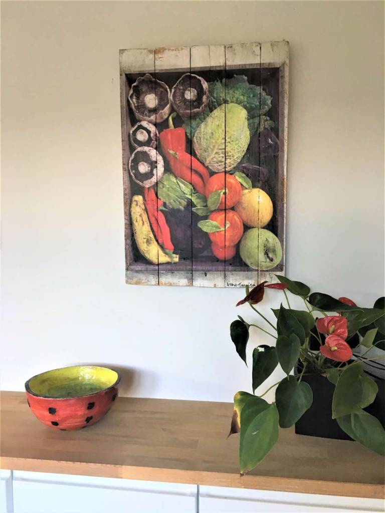 Wood panel  - Mixed Fruit and Veg box I DTW24 - Diana Tonnison