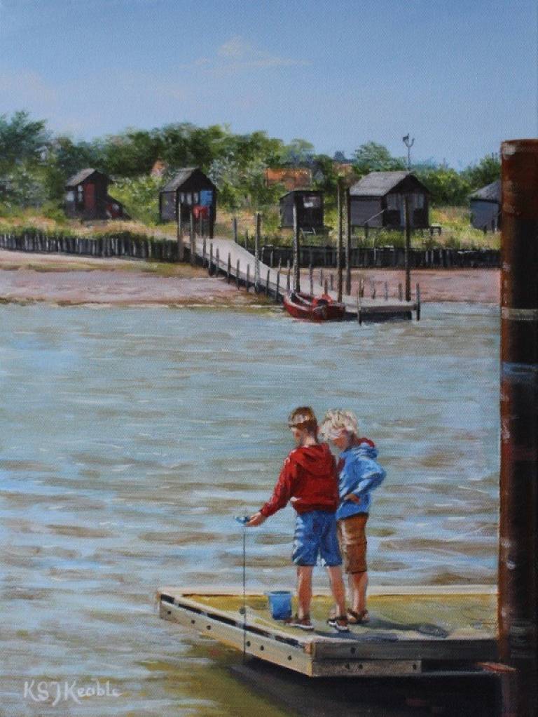 Crabbing Southwold Harbour - Karen Sarah Johnston Keable