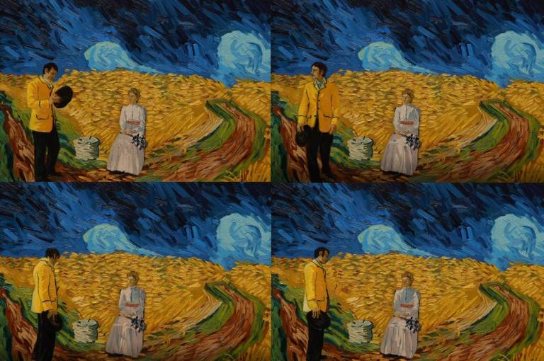 Four frames from Wheat field conversation 2 - Sarah Wimperis