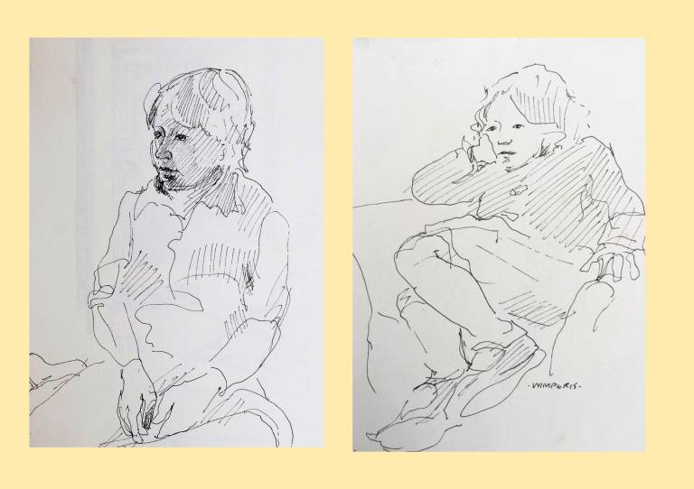 Brother and Sister, Informal Portrait Sketch - Sarah Wimperis