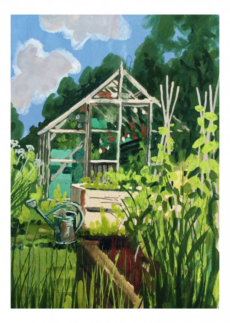 Cotswold Greenhouse Print - Sarah Wimperis