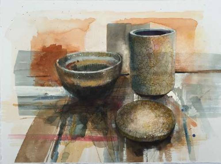 Ceramic Pots on a Drawing Board - Sarah Wimperis