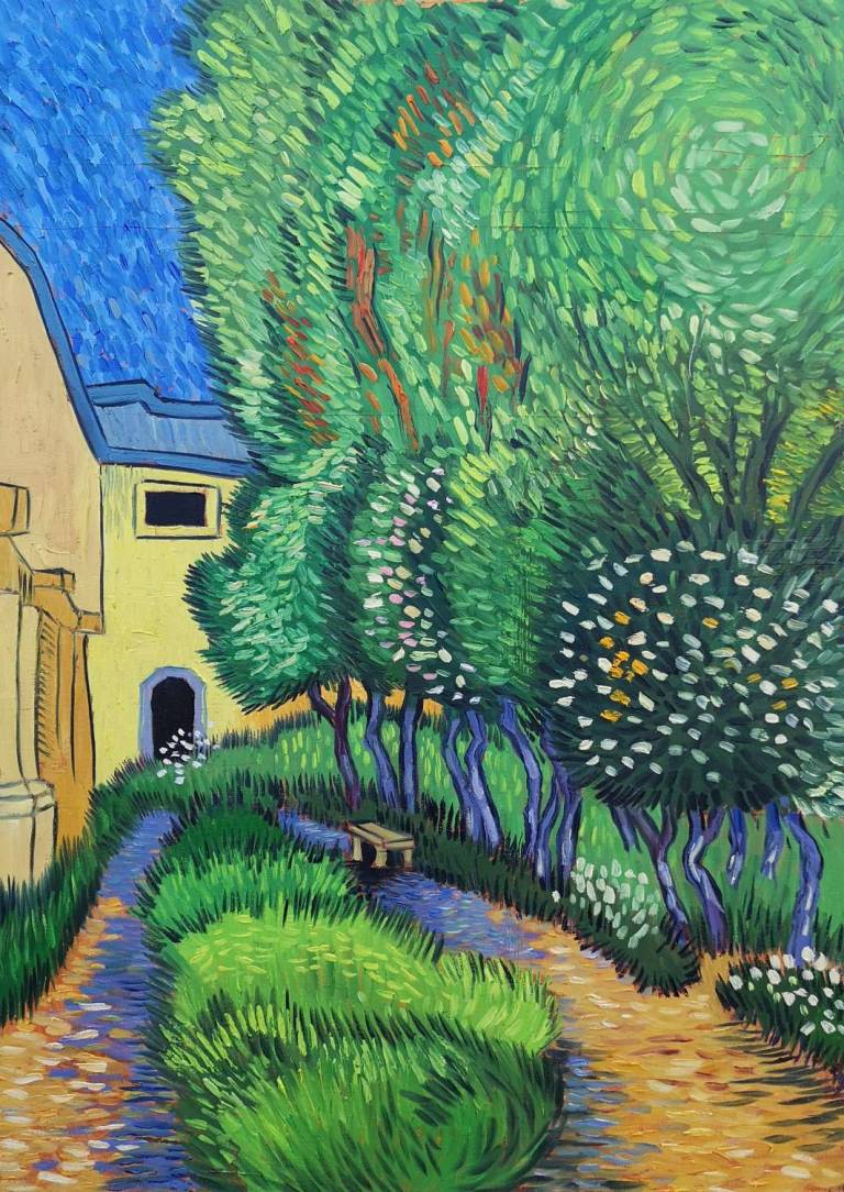 Garden of the asylum at Saint-Rémy, van Gogh Pastiche. - Sarah Wimperis