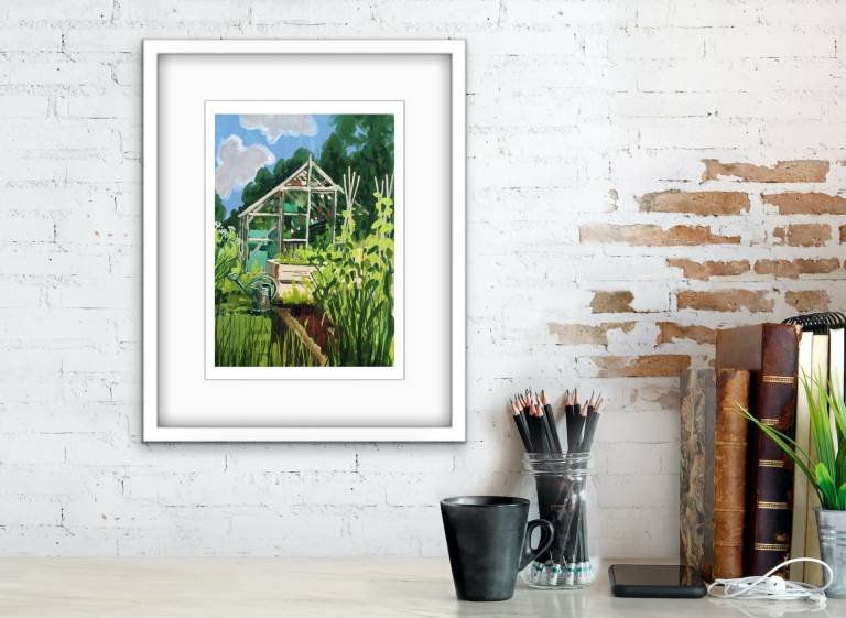 Cotswold Greenhouse. Large Framed Print - Sarah Wimperis