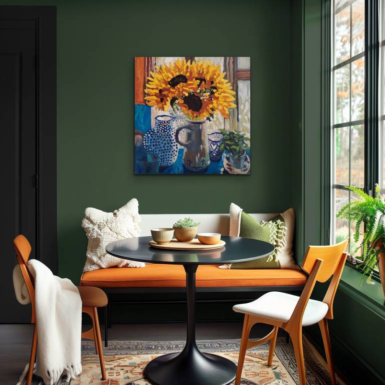 Sunflowers in the Kitchen. Extra Large print. Unframed - Sarah Wimperis