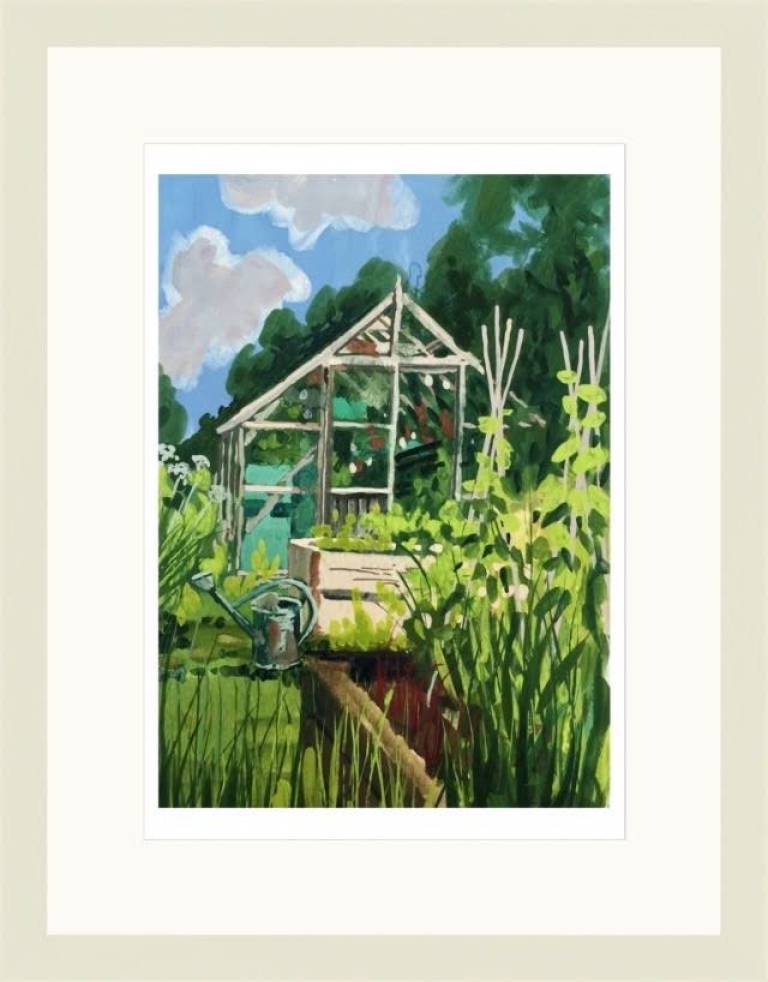 Cotswold Greenhouse. Large Framed Print - Sarah Wimperis