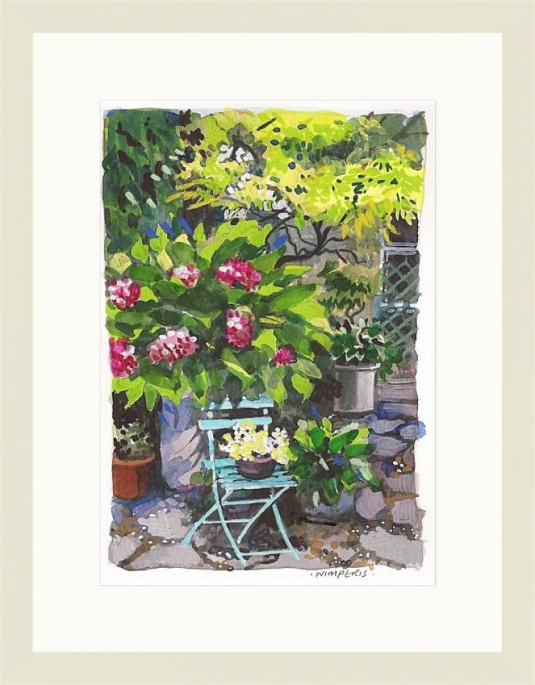 Garden Chair. Large Framed Print - Sarah Wimperis