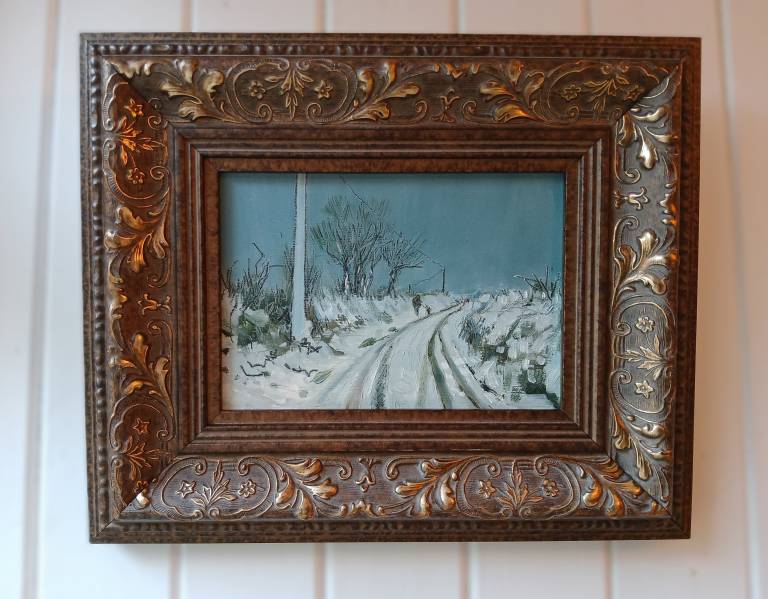 Dog Walk in the Snow - Sarah Wimperis